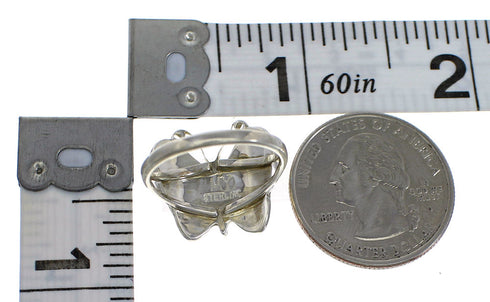 Southwest Multicolor Inlay And Silver Butterfly Ring Size 6-1/4 WX75242